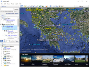 Captura de pantalla de un archivo .kml en Google Earth 7