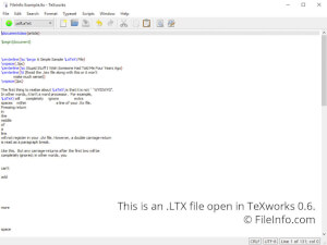 Captura de pantalla de un archivo .ltx en TeXworks 0.6