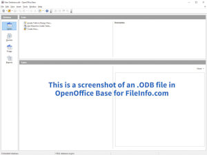 Captura de pantalla de un archivo .odb en Apache OpenOffice Base 4.1.3