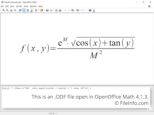 Captura de pantalla de un archivo .odf en OpenOffice Math 4.1.3
