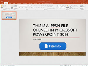 Captura de pantalla de un archivo .ppsm en Microsoft PowerPoint 2016