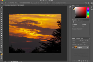 Captura de pantalla de un archivo .RAW en Adobe Photoshop CC 2019