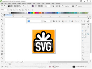 Captura de pantalla de un archivo .svg en CorelDRAW Graphics Suite X8