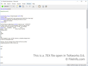 Captura de pantalla de un archivo .tex en TeXworks 0.6