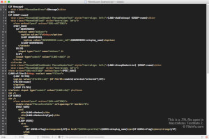 Captura de pantalla de un archivo .tpl en MacroMates TextMate 2